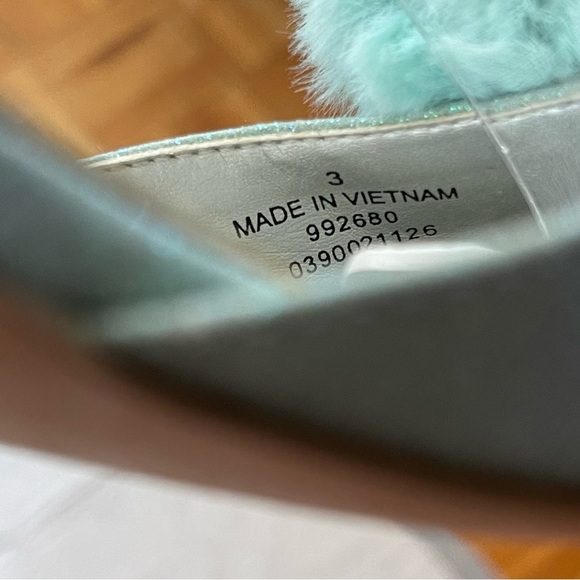 ASOS PomPom Heels Shoes 6 Blue Glitter - Picture 4 of 7